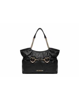 LOVE MOSCHINO BORSA NERA CON CUORI ORO