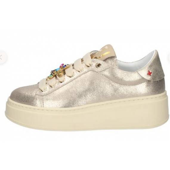 GIO+ SNEAKERS PLATINO CON FIORE MULTICOL